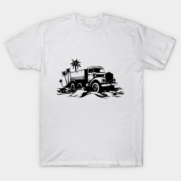 vintage heavy truck - desert - palm tree T-Shirt by TeeTruck